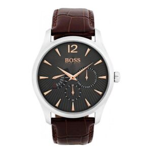 HUGO BOSS 1513490 Men's Commander Day Leather Strap Watch, Maroon/Black