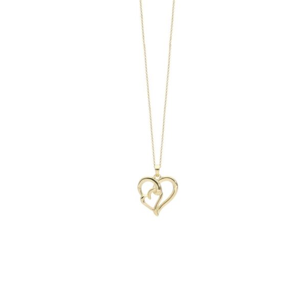 Heart Beat Hjerte vedhæng i 8 kt guld inkl. forgyldt kæde
