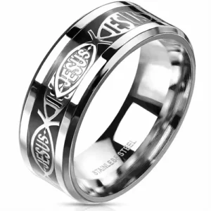 Inlay rustfri stål ring