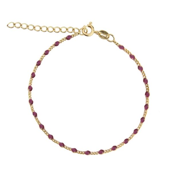 Jeberg Wild Rose armbånd i forgyldt sølv med rosa krystal