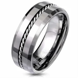 K4 Tungstenring med kæde