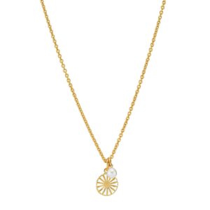 Lund Copenhagen - Marguerit halskæde i forgyldt m. perle (11mm)