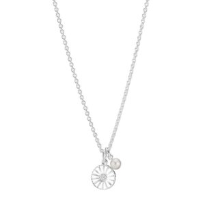 Lund Copenhagen - Marguerit halskæde i sølv m. perle(11mm)