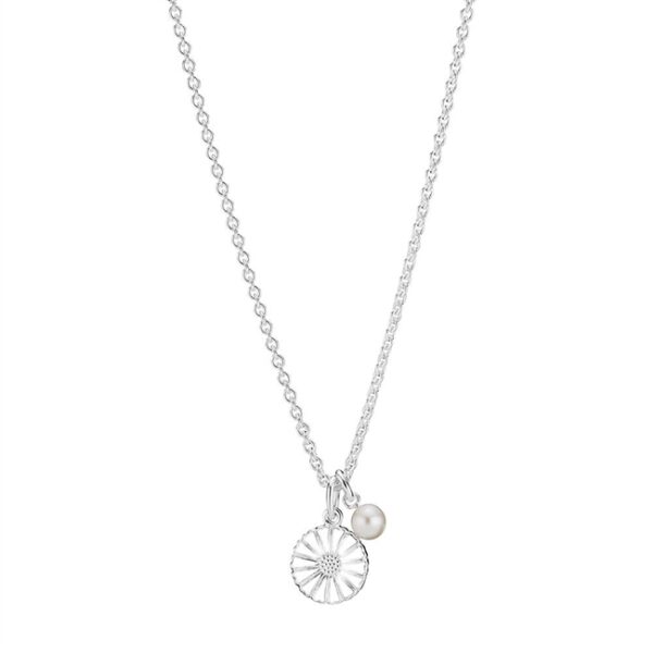 Lund Copenhagen - Marguerit halskæde i sølv m. perle(11mm)