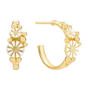 Lund Marguerit Creoler i forgyldt Sølv med Kugler - 20 mm