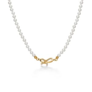 Mads Z - Miss Butterfly perlehalskæde i 14 kt guld med perler