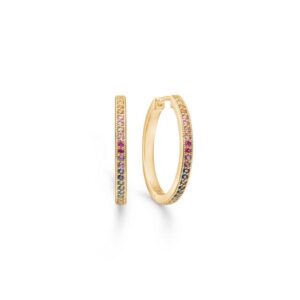 Mads Z - Poetry Rainbow creoler i 14kt. guld m.ædelsten. 20 mm