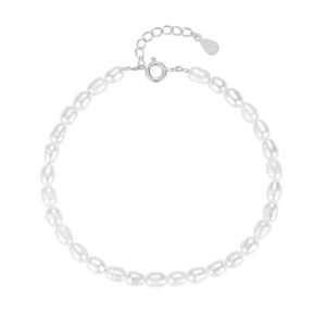 MerlePerle - Barok perlearmbånd i sølv m. ovale perler