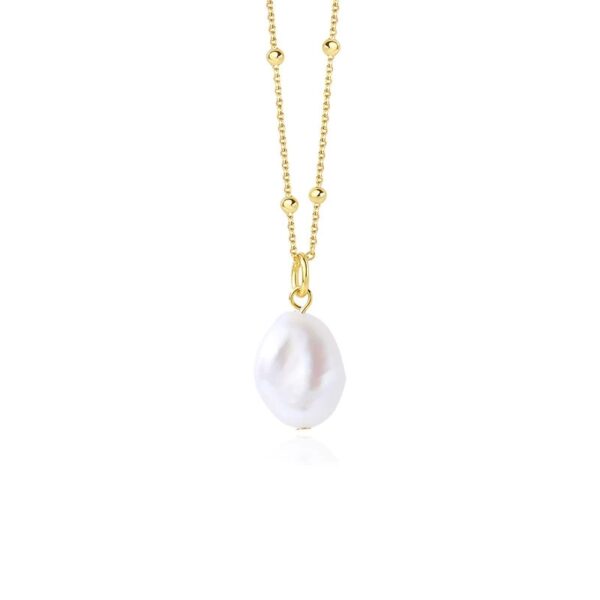 MerlePerle - Single Perlehalskæde i forgyldt sølv