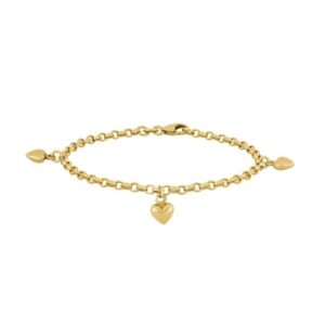NOA Kids - Børnearmbånd i forgyldt sølv m. 3 hjerter