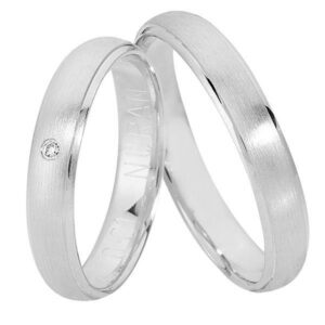 NURAN - Vielsesringe i 14kt. hvidguld m. 1 x 0,01ct brillant