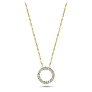 Nuran - Cirkel Diamantvedhæng i 14 kt guld m i alt 0,20 ct.