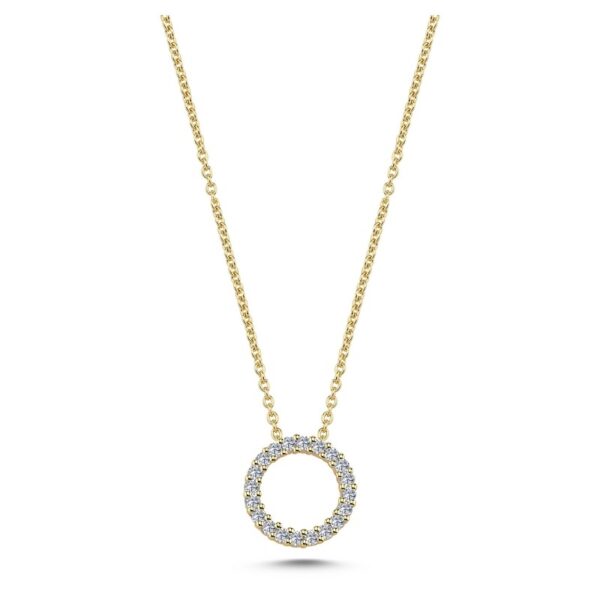 Nuran - Cirkel Diamantvedhæng i 14 kt guld m i alt 0,20 ct.