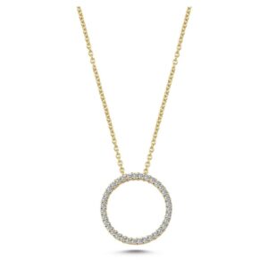 Nuran - Cirkel Diamantvedhæng i 14 kt guld m i alt 0,21 ct.