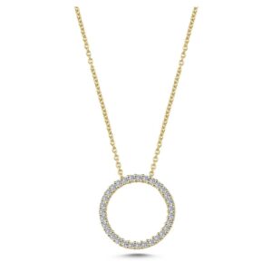 Nuran - Cirkel Diamantvedhæng i 14 kt guld m i alt 0,31 ct.