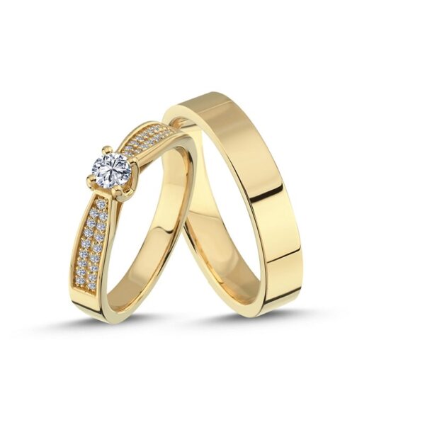 Nuran - Vielsesringe i 14 kt guld med brillanter på i alt 0,60 ct