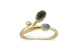 Rabinovich Wave 14 Karat Guld Ring med Topas og Brillant 0,03 Carat C/SI