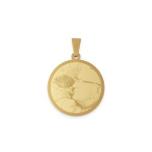 Rund hængende med foto - Guld