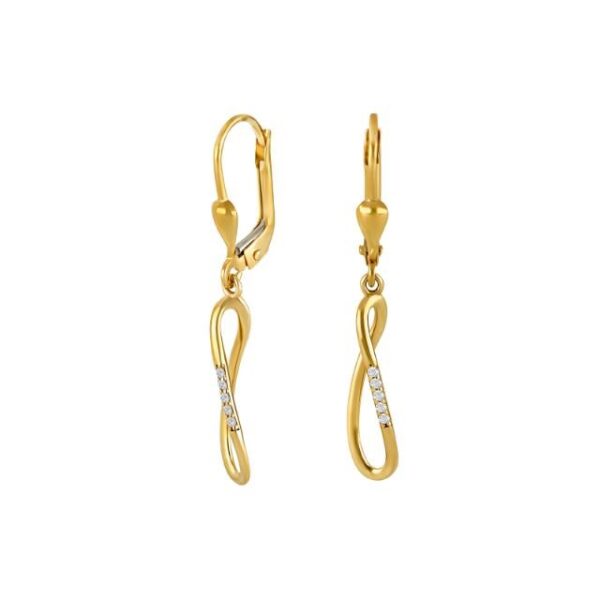 Siersbøl - 8kt. guld tråd ørehængere med zirkoner**