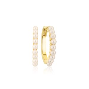 Sif Jakobs - Ellera Perla creoler i sølv forgyldt med perler stor - e2869-p-yg