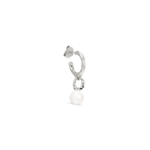 Silver Mary Hoop With Pearl Drop - Left - Jane Kønig
