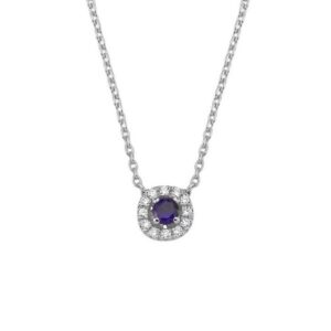 Sofia - Blå safir halskæde i 14 kt. hvidguld med i alt 0,06 ct.