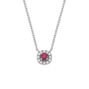 Sofia - Rubin halskæde i 14 kt. hvidguld med i alt 0,06 ct.