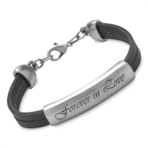 Sort læderarmbånd 21 cm - Mulighed for gravering