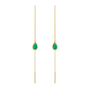 Susanne Friis Bjørner Øreringe - SFB - Forgyldt ørering med grøn sten - 5560-2-102