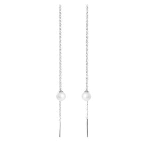 Susanne Friis Bjørner Øreringe - SFB - Sølv øre kæde med ferskvandsperler - 5334-1