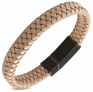 Tekk læderarmbånd bronze