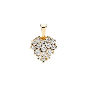 Vedhæng i 14 kt. Guld med Hjerte og Diamanter - 0,28 ct.