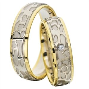 Vielsesring i Palladium og 8 kt. Guld med Diamant 0,03 ct. - 6 mm
