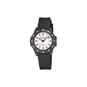 Calypso - Børneur med hvid urskive og sort silikone rem 30mm