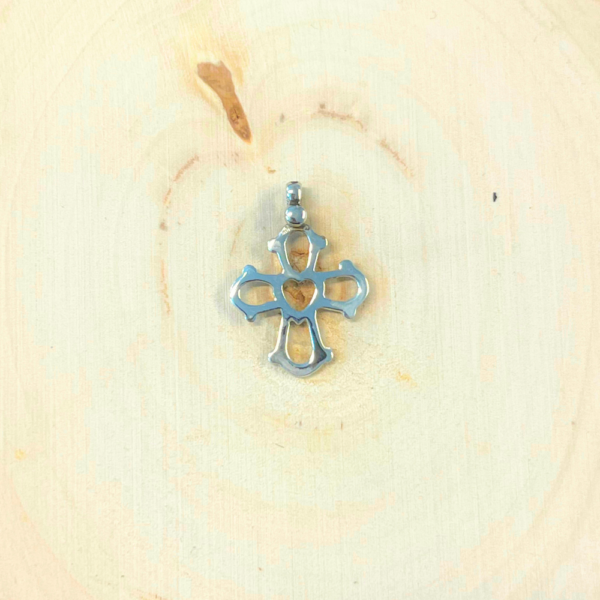 Klaus Gønget - Dagmarkors i sølv med hjerte, 17x15mm - 1715925s