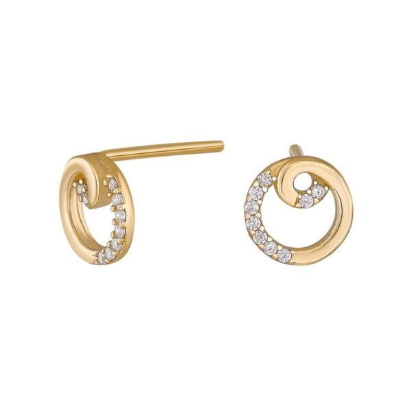 Siersbøl - 8kt. guld ørestikker cirkel m. zirkonia
