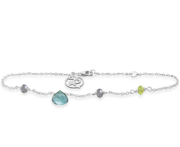 Sølv armbånd med grøn kvarts, grøn turmalin, flourit og peridot. Gaveide til kvinder 895,- kr. Rabinovich Drops
