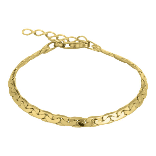 Etta - armbånd i forgyldt sterling sølv 4 mm. bred, flad med mønster. 17 + 3 cm.