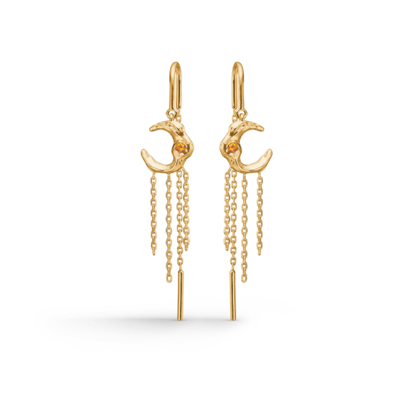 Studio Z - Lunar øreringe med måne og kæder - 7207882
