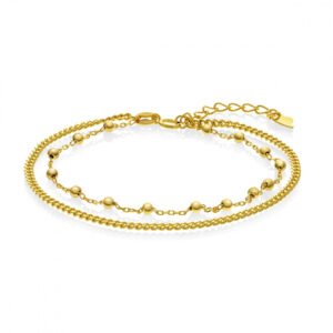 Arne Nordlie - Dobbelt forgyldt sølv armbånd af kugle og panser kæde - 62207