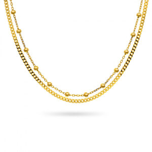 Arne Nordlie - Dobbelt forgyldt sølv halskæde af kugle og panser kæde - 60103