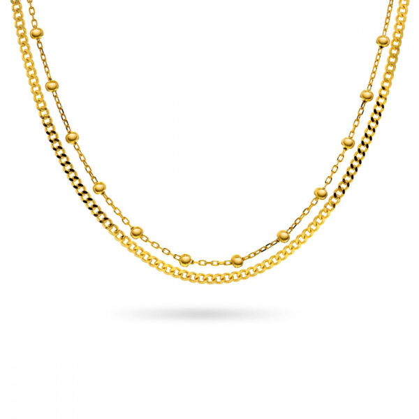 Arne Nordlie - Dobbelt forgyldt sølv halskæde af kugle og panser kæde - 60103