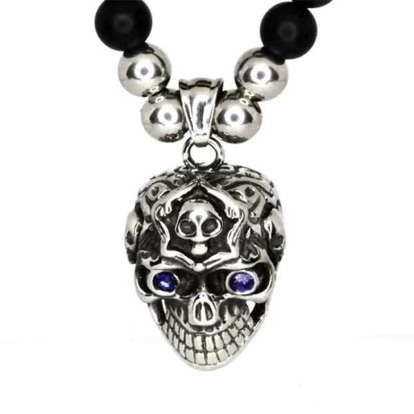 Blackstone perlehalskæde med skull hoved i stål.
