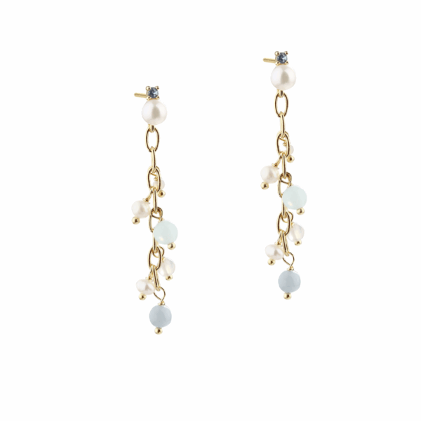 SKY BLUE CHAIN EARRING | GOLDEN