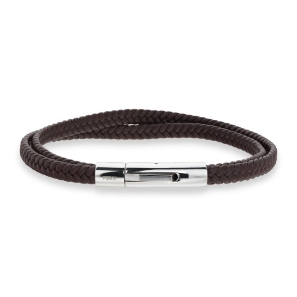 Scrouples - Brunt læder armbånd til herrer med stål lås - 03441a.m