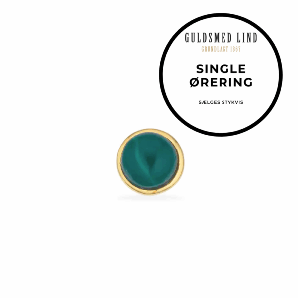 Scrouples - Guldbelagt ørestik med grøn sten, single - 160352-1