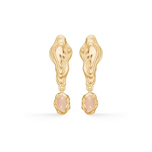 Studio Z - Shell forgyldte sølv øreringe med rosa sten - 7217859