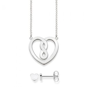 Thomas Sabo smykkesæt Infinily Heart med sølv halskæde + øreringe