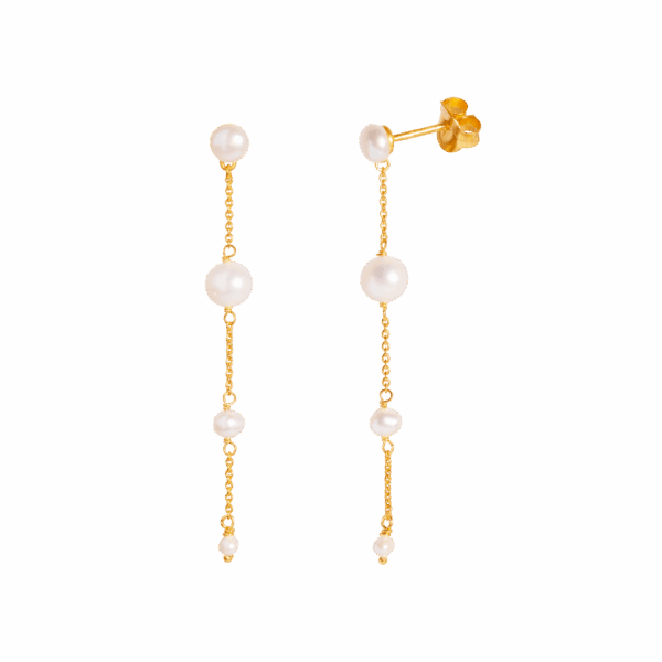 byBiehl - Aura flow guldbelagte ørehængere med perler - 4-3903wp-gp
