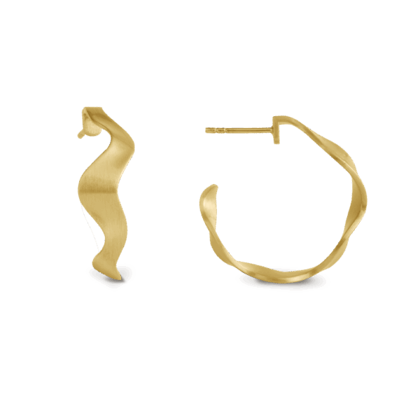 byBiehl - Wave øre hoop i guldbelagt sølv - 4-3703-gp